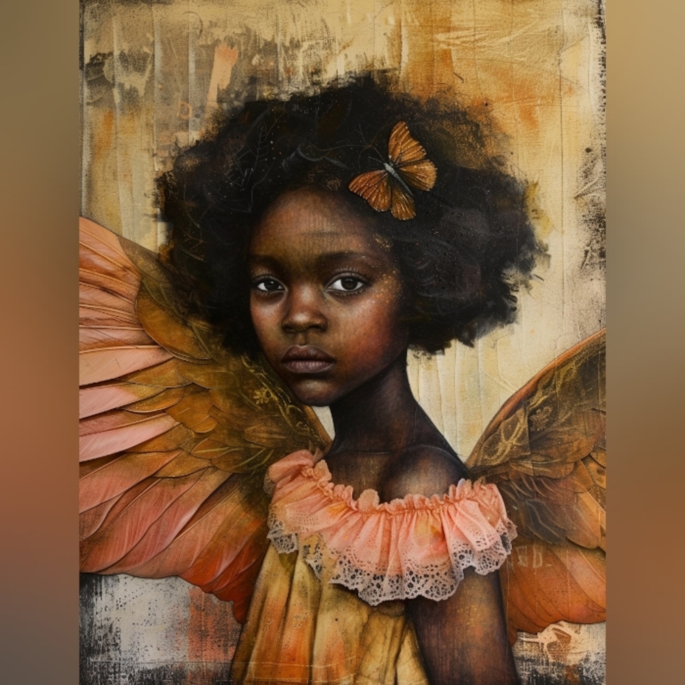 5pc=Beautiful Black Girl Angel Prints SPECIAL